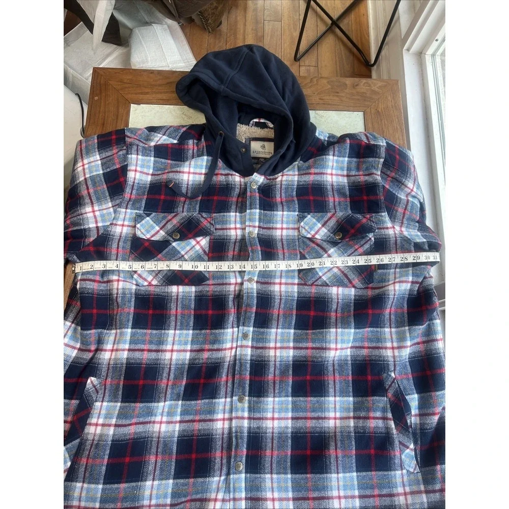 Legendary Whitetails Hooded Plaid Sherpa Lined Flannel Shirt Jacket Size 5XL